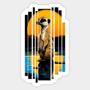 Sunset Serenade: Adorable Suricate Delight Sticker